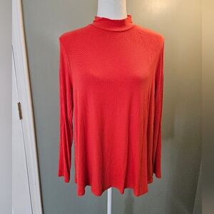 Old Navy Women's Orange/Red High Neck Long Sleeve Shirt Size Medium